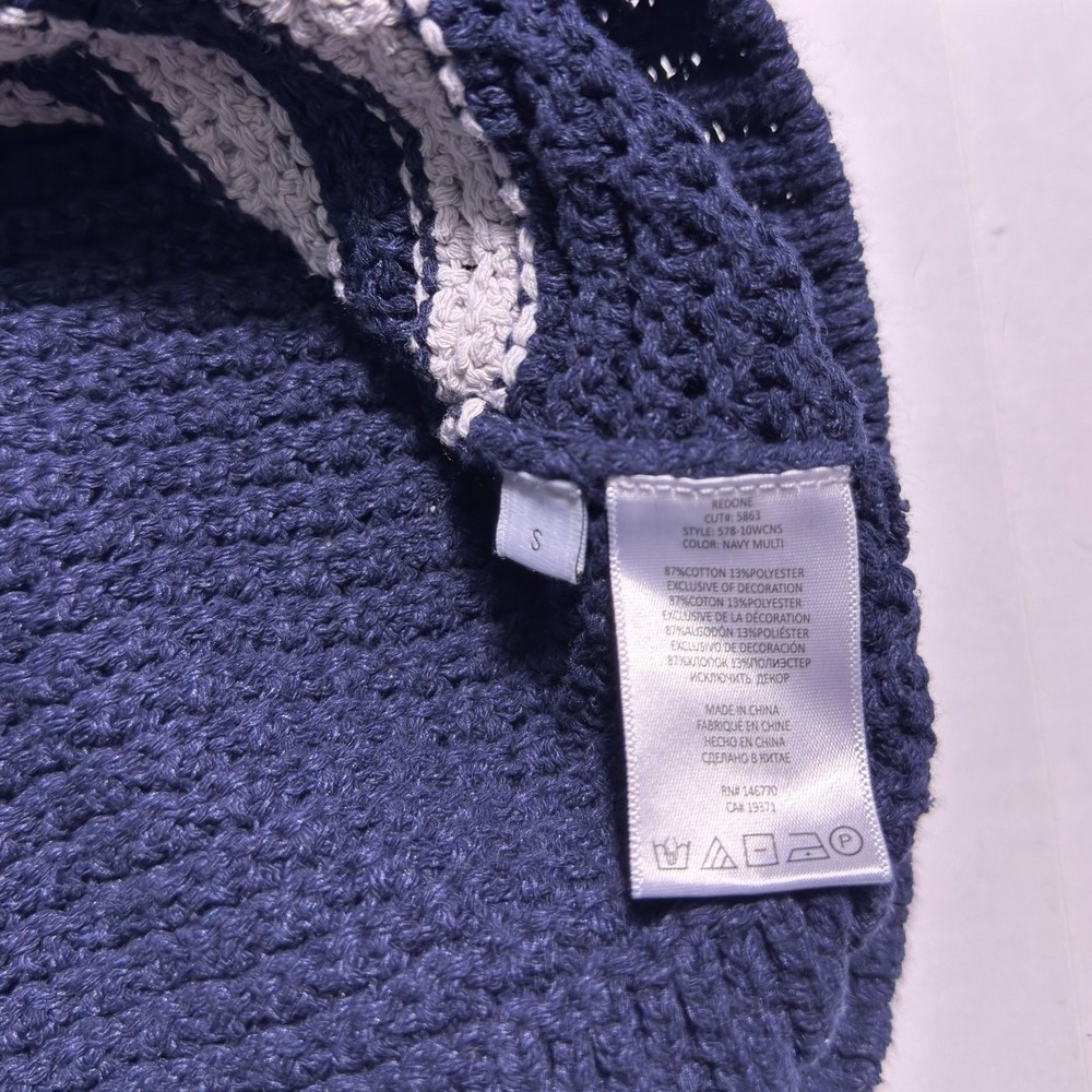 RE/DONE Chunky Knit Sweater Womens Small Navy Cropped Pullover - Picture 5 of 8